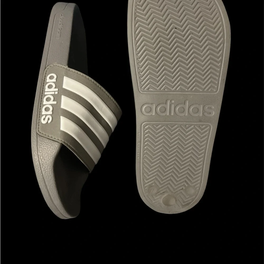 Adidas Men’s Gray and White  Slides